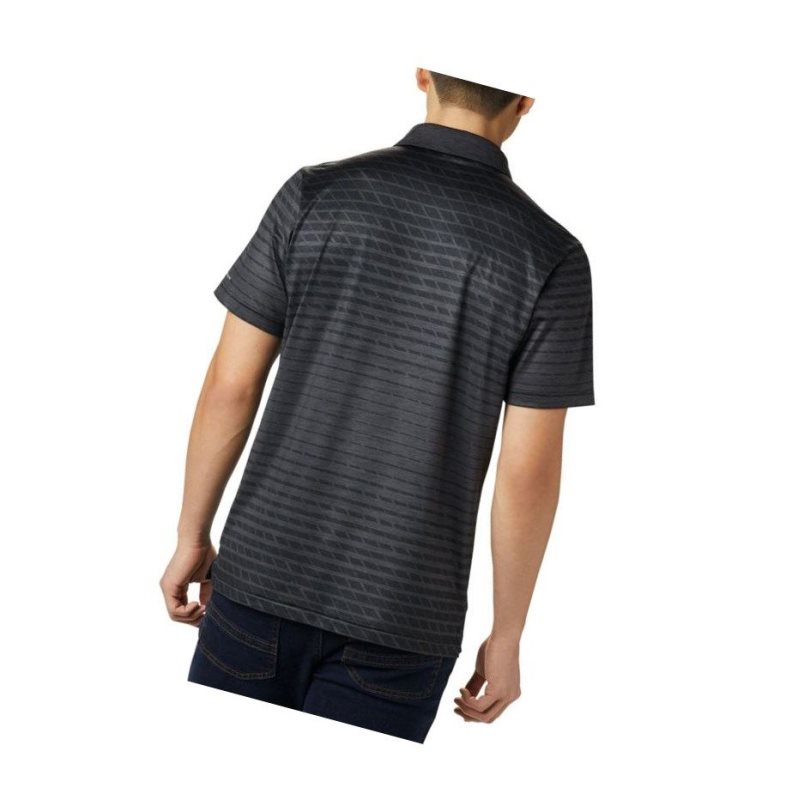 Columbia Tech Trail Print Polo Gömlek Erkek Siyah | 86743-DGNR