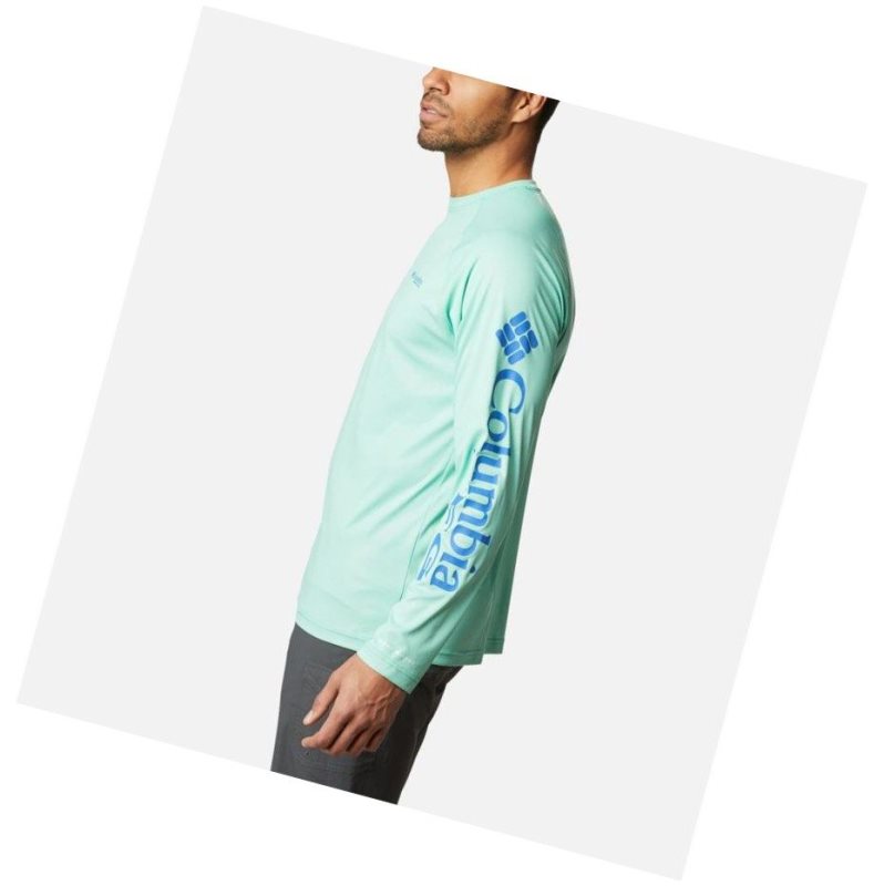 Columbia Terminal Deflector Long Sleeve Sweatshirt Erkek Yeşil Mavi | 17632-VFQT