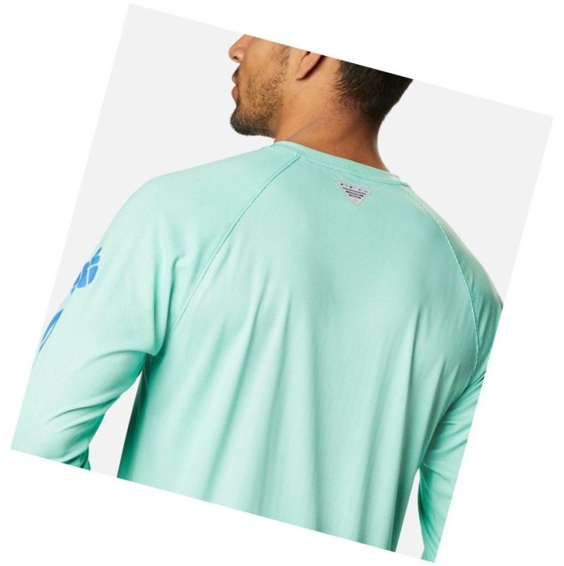 Columbia Terminal Deflector Long Sleeve Sweatshirt Erkek Yeşil Mavi | 17632-VFQT