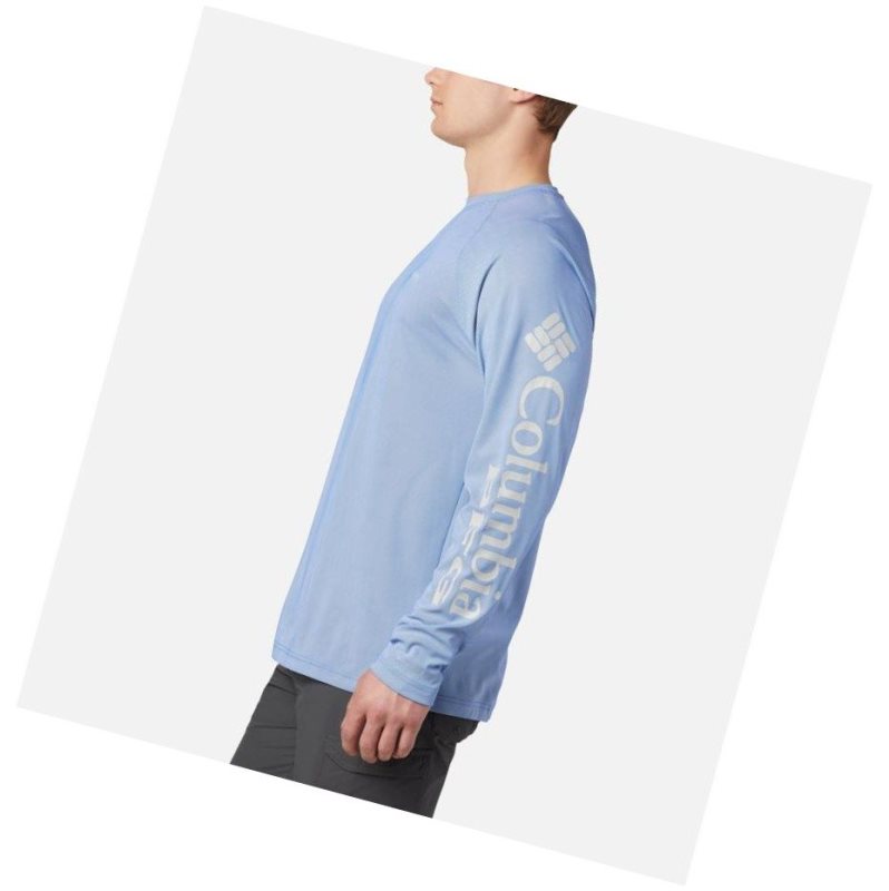 Columbia Terminal Deflector Long Sleeve Sweatshirt Erkek Mavi Gri | 13476-LEYB