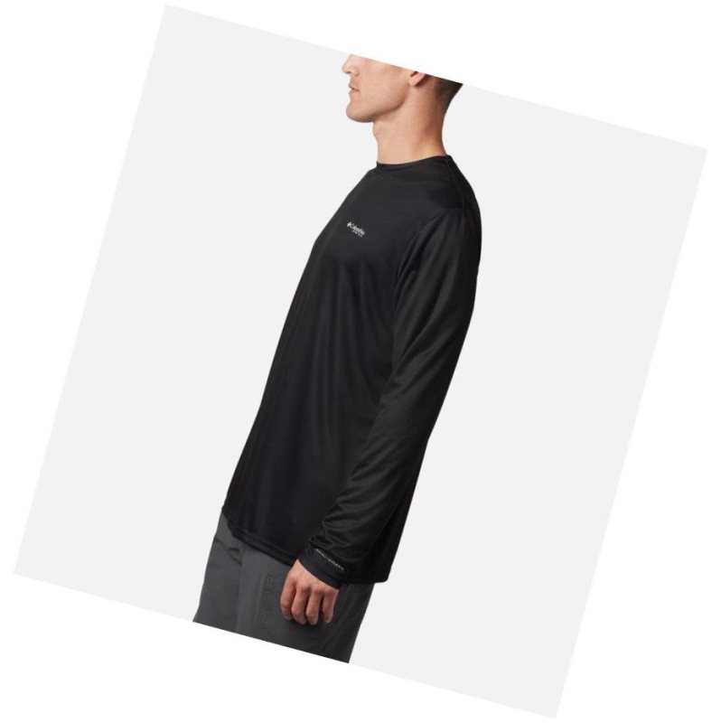 Columbia Terminal Tackle PFG Fish Flag Long Sleeve Tall Sweatshirt Erkek Siyah Koyu Gri | 74290-XSZA