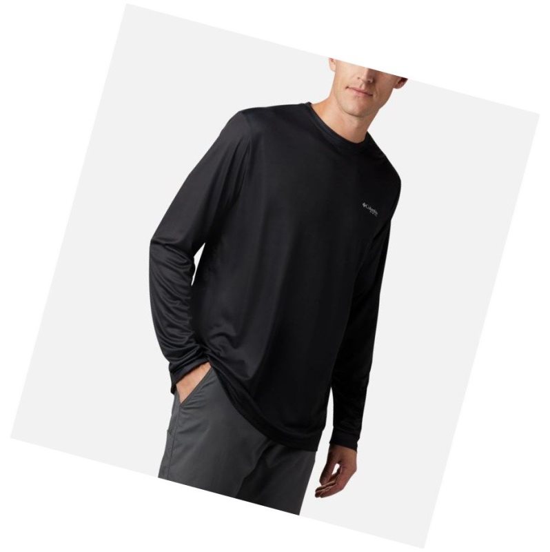 Columbia Terminal Tackle PFG Fish Flag Long Sleeve Tall Sweatshirt Erkek Siyah Koyu Gri | 74290-XSZA