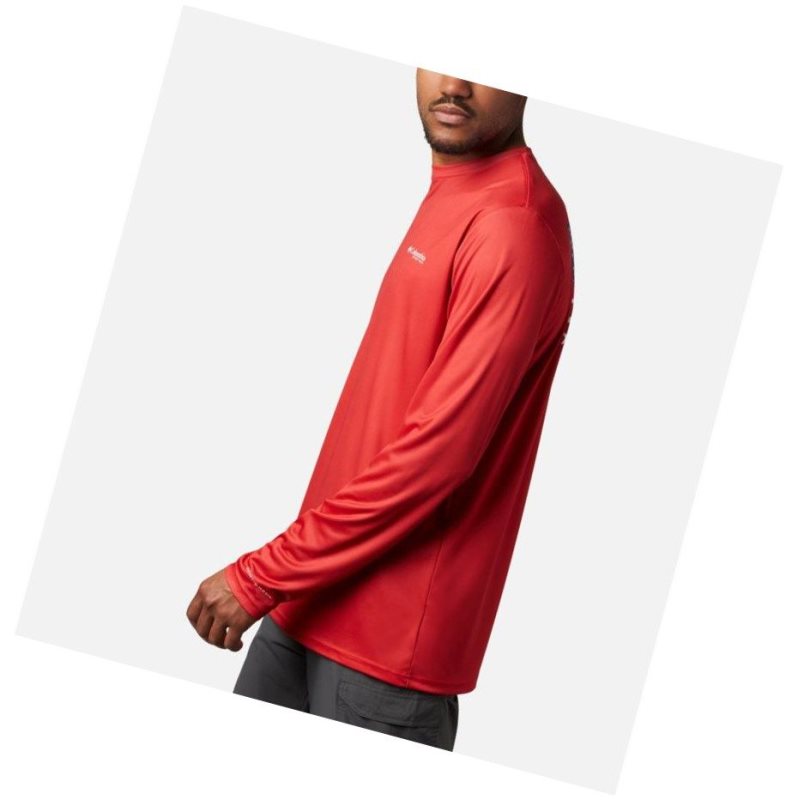 Columbia Terminal Tackle PFG Fish Flag Long Sleeve Tall Sweatshirt Erkek Kırmızı Beyaz | 56743-KLDG