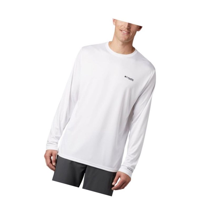 Columbia Terminal Tackle PFG Fish Flag Long Sleeve Sweatshirt Erkek Beyaz | 38907-FVTK