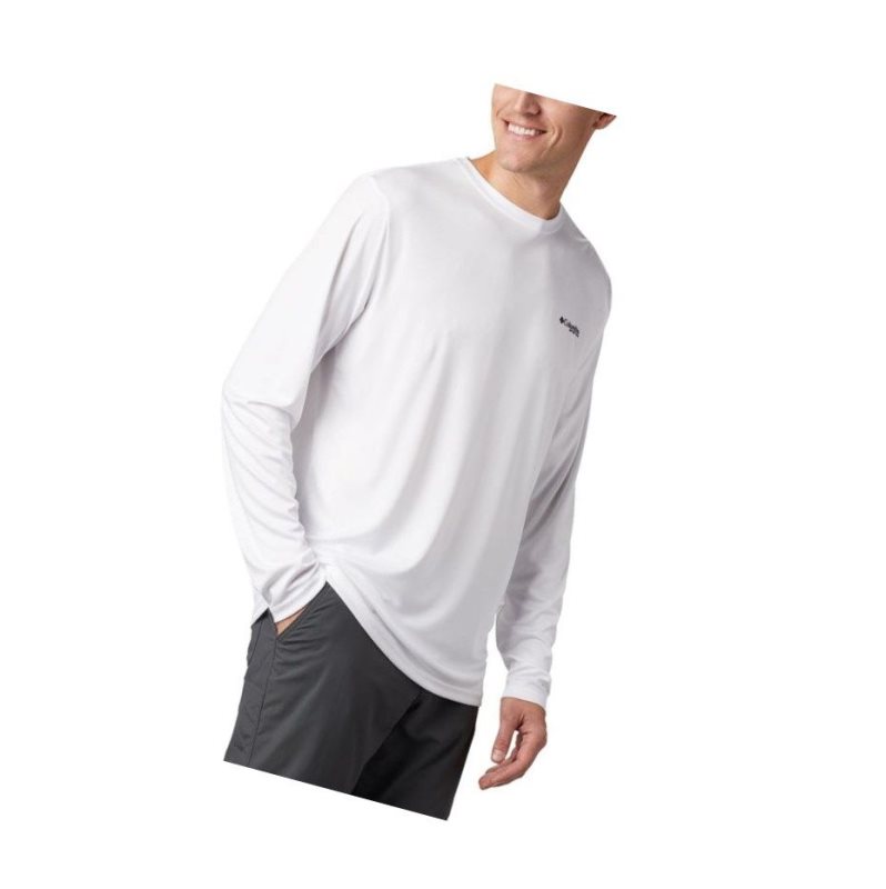 Columbia Terminal Tackle PFG Fish Flag Long Sleeve Sweatshirt Erkek Beyaz | 38907-FVTK