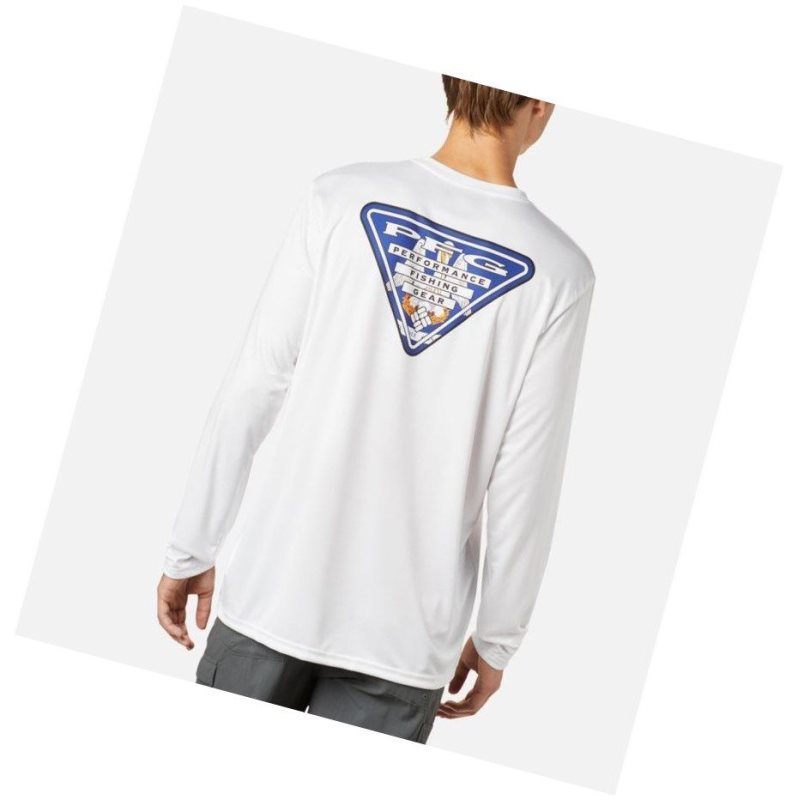 Columbia Terminal Tackle PFG State Triangle Long Sleeve Tall Sweatshirt Erkek Beyaz | 91624-FHOL