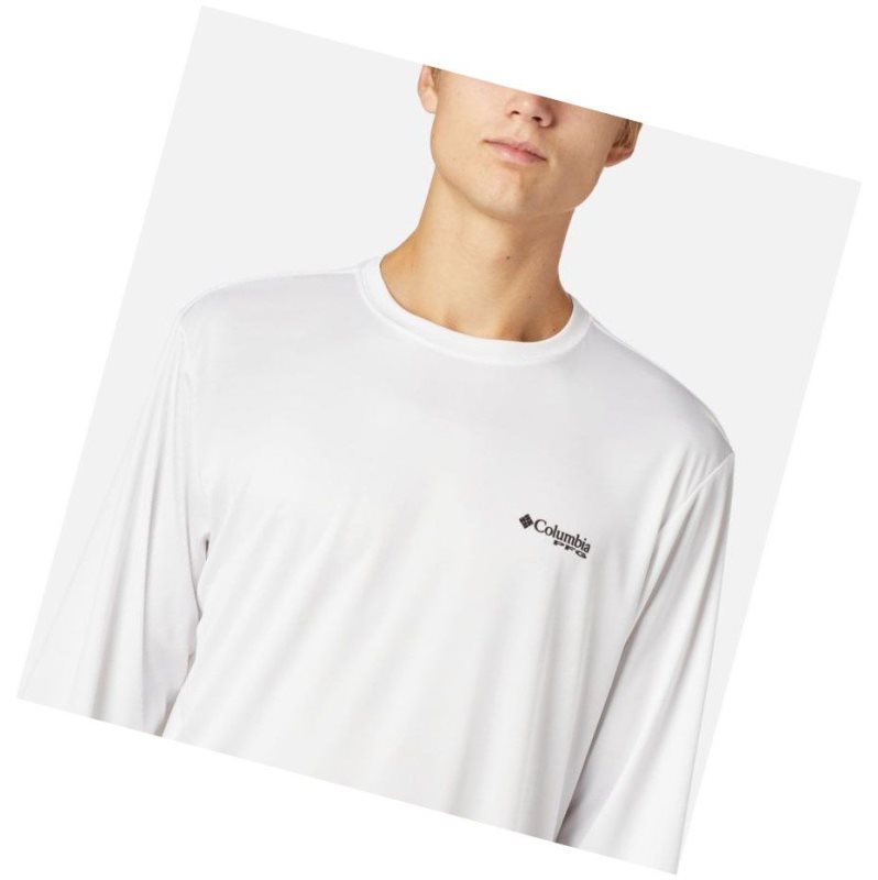 Columbia Terminal Tackle PFG State Triangle Long Sleeve Tall Sweatshirt Erkek Beyaz | 91624-FHOL