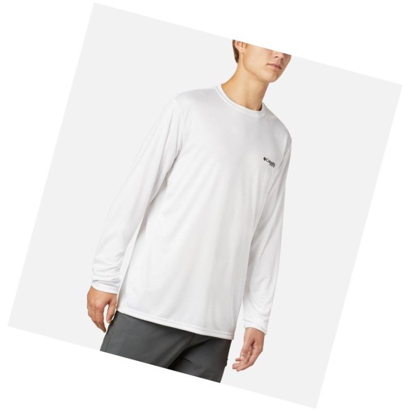 Columbia Terminal Tackle PFG State Triangle Long Sleeve Tall Sweatshirt Erkek Beyaz | 91624-FHOL
