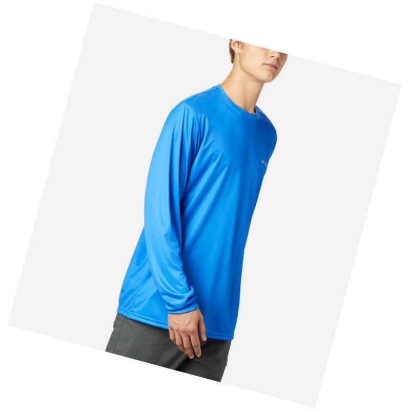 Columbia Terminal Tackle PFG State Triangle Long Sleeve Tall Sweatshirt Erkek Mavi | 06371-OUYC