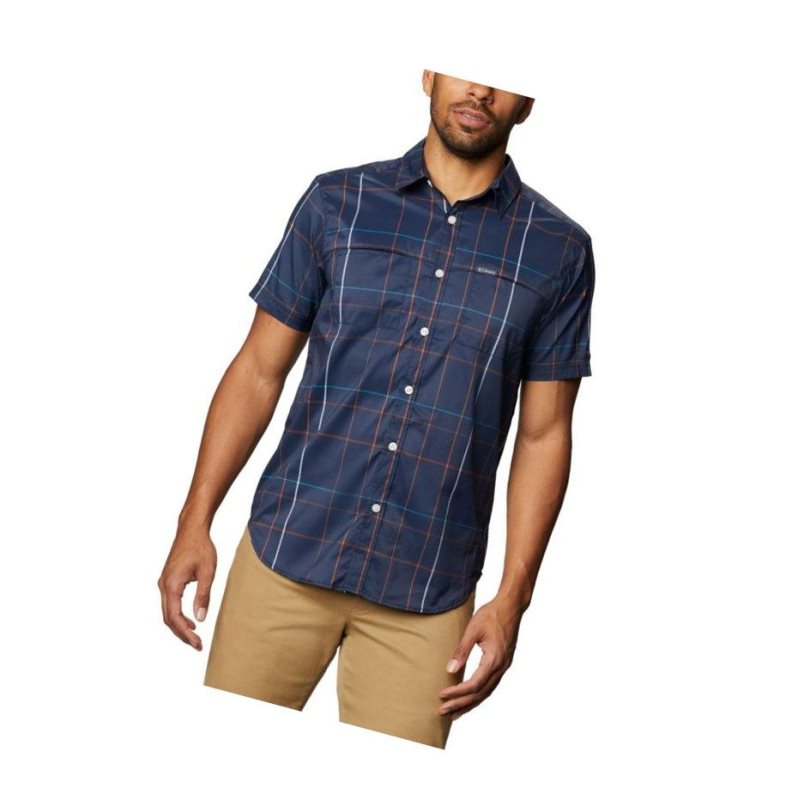 Columbia Thirty Mile Ledge Short Sleeve Gömlek Erkek Lacivert | 30694-HWCM