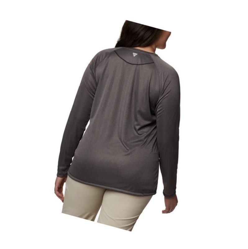 Columbia Tidal Heather Long Sleeve Sweatshirt Kadın Siyah Pembe | 52078-OXRN