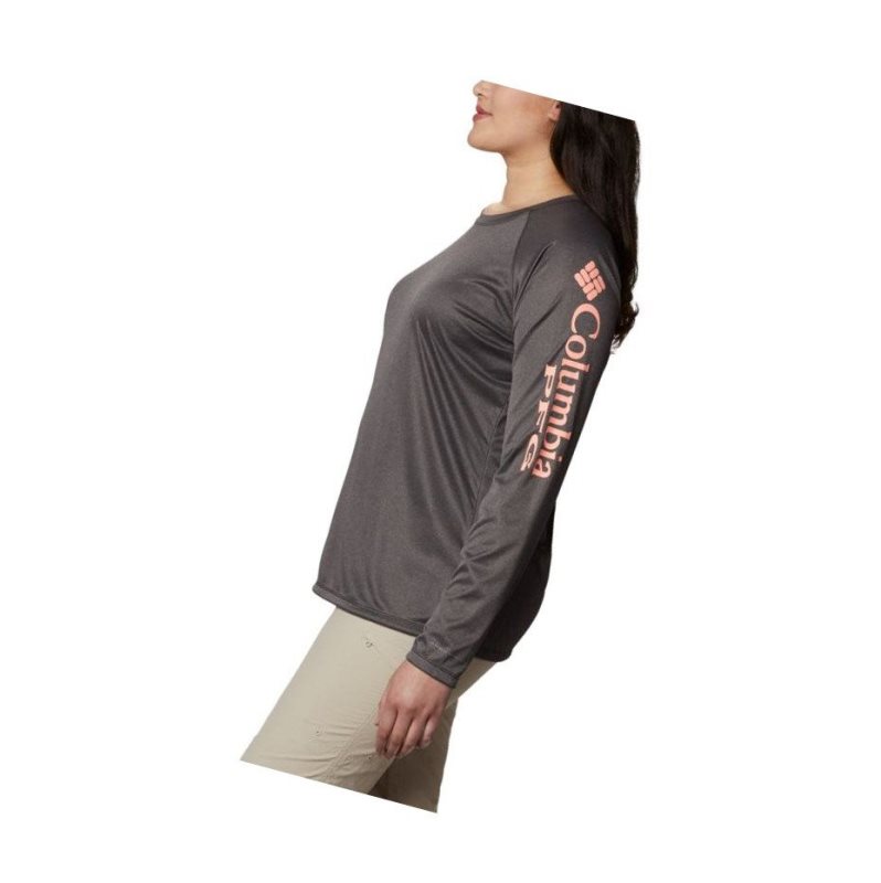Columbia Tidal Heather Long Sleeve Sweatshirt Kadın Siyah Pembe | 52078-OXRN