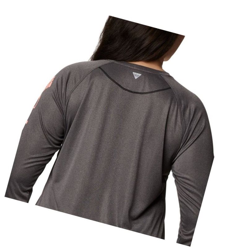 Columbia Tidal Heather Long Sleeve Sweatshirt Kadın Siyah Pembe | 52078-OXRN