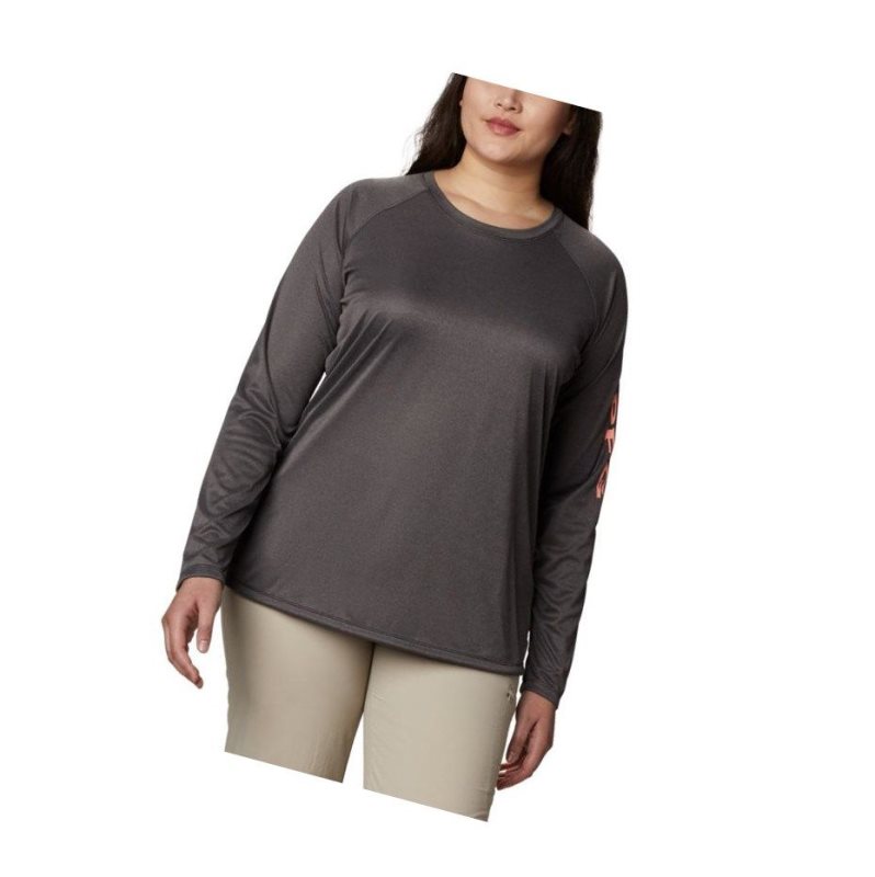 Columbia Tidal Heather Long Sleeve Sweatshirt Kadın Siyah Pembe | 52078-OXRN