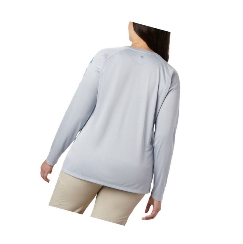 Columbia Tidal Heather Long Sleeve Sweatshirt Kadın Gri Mavi | 51320-MAUC