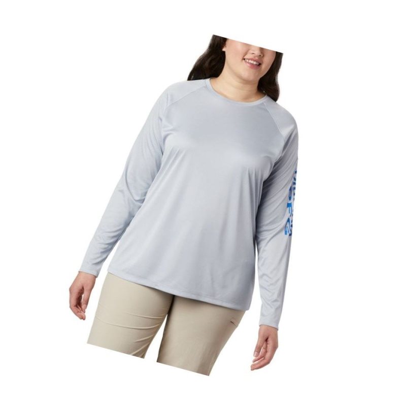 Columbia Tidal Heather Long Sleeve Sweatshirt Kadın Gri Mavi | 51320-MAUC