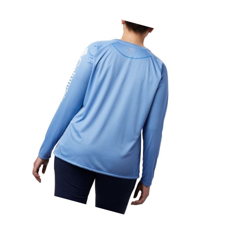 Columbia Tidal Heather Long Sleeve Sweatshirt Kadın Mavi Beyaz | 10384-LZNT