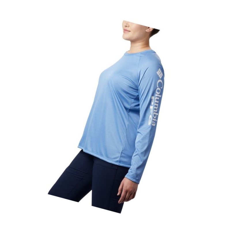 Columbia Tidal Heather Long Sleeve Sweatshirt Kadın Mavi Beyaz | 10384-LZNT