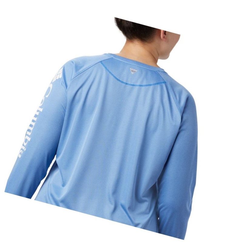 Columbia Tidal Heather Long Sleeve Sweatshirt Kadın Mavi Beyaz | 10384-LZNT