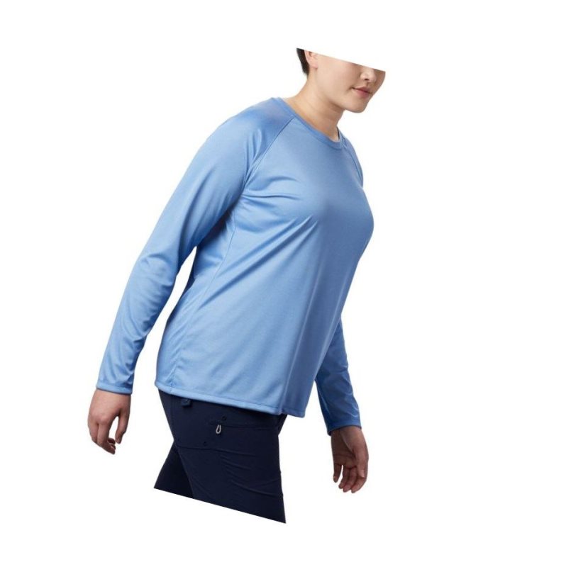 Columbia Tidal Heather Long Sleeve Sweatshirt Kadın Mavi Beyaz | 10384-LZNT