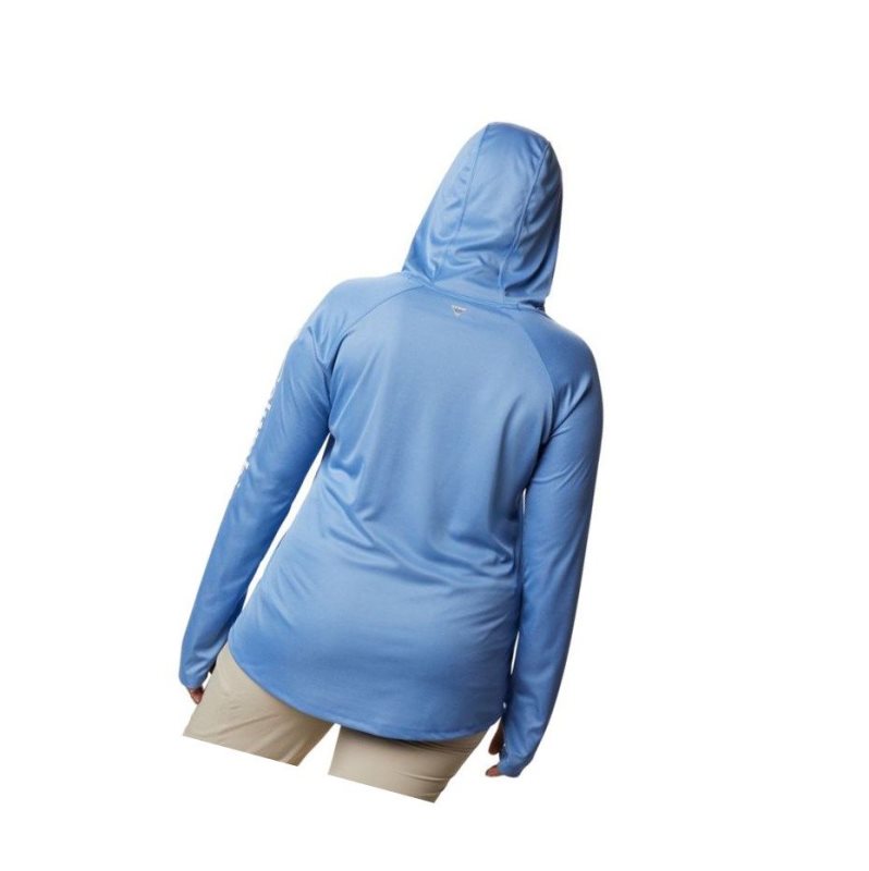 Columbia Tidal Heather Plus Size Kapşonlu Kadın Mavi Beyaz | 69047-OXAU
