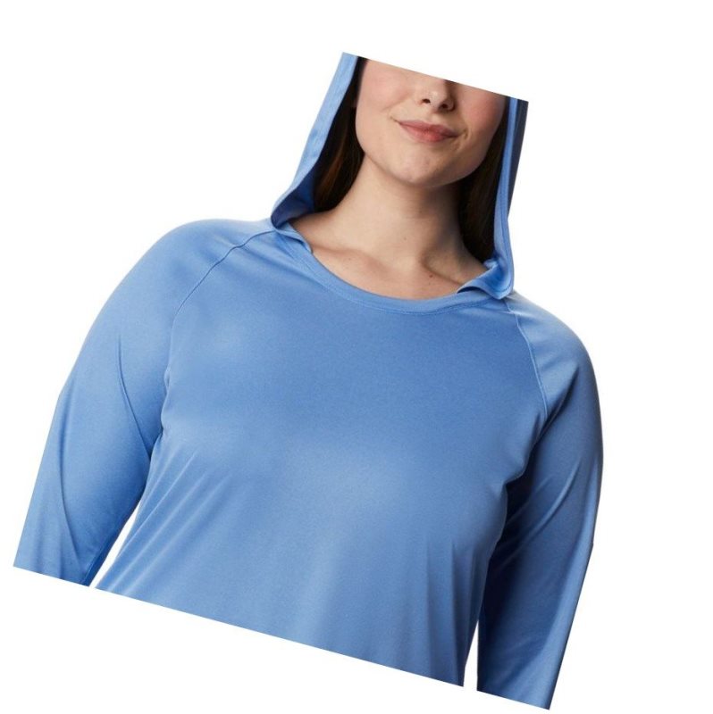 Columbia Tidal Heather Plus Size Kapşonlu Kadın Mavi Beyaz | 69047-OXAU