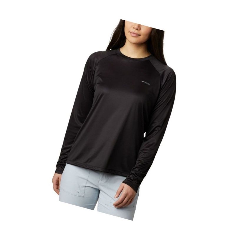 Columbia Tidal PFG Fish Flag Long Sleeve Sweatshirt Kadın Siyah Pembe | 79368-JXQW