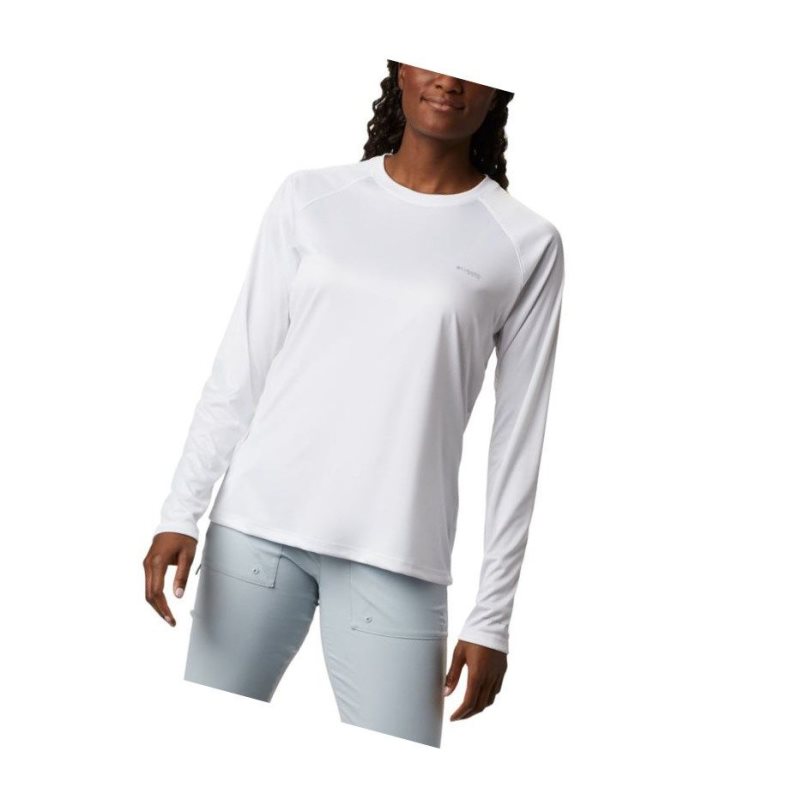 Columbia Tidal PFG Fish Flag Long Sleeve Sweatshirt Kadın Beyaz Kırmızı | 65703-LIYB