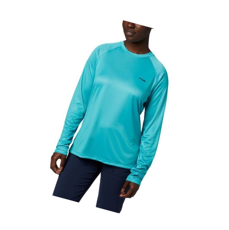 Columbia Tidal PFG Printed Triangle Long Sleeve Sweatshirt Kadın Mavi | 62875-QDTX