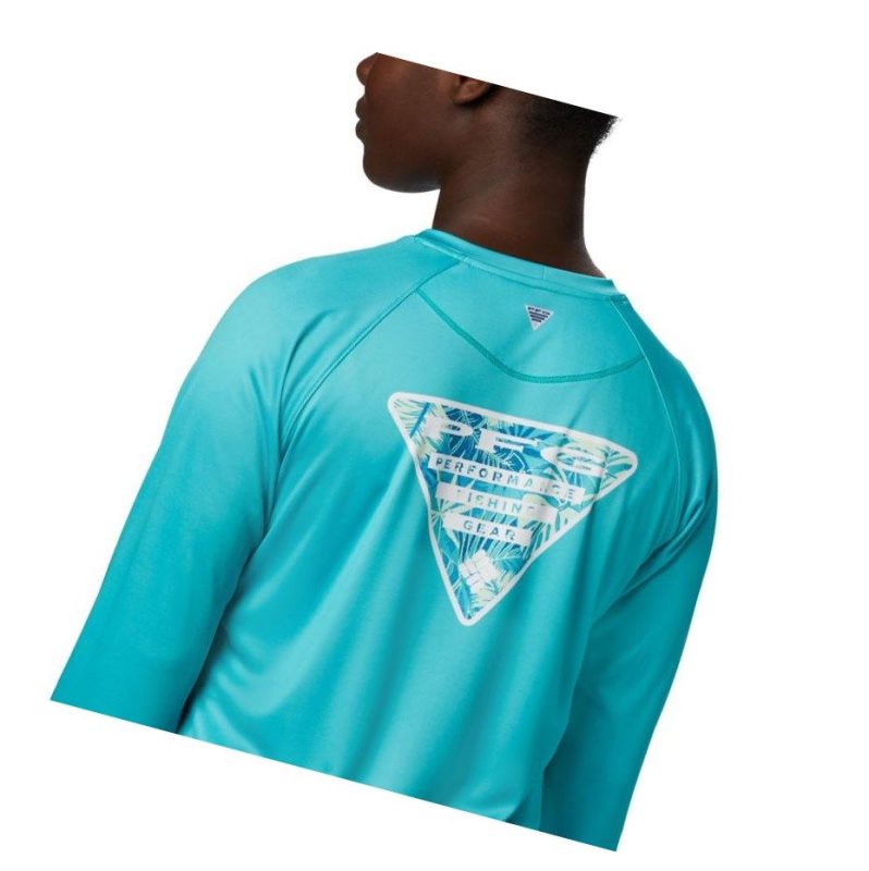Columbia Tidal PFG Printed Triangle Long Sleeve Sweatshirt Kadın Mavi | 62875-QDTX