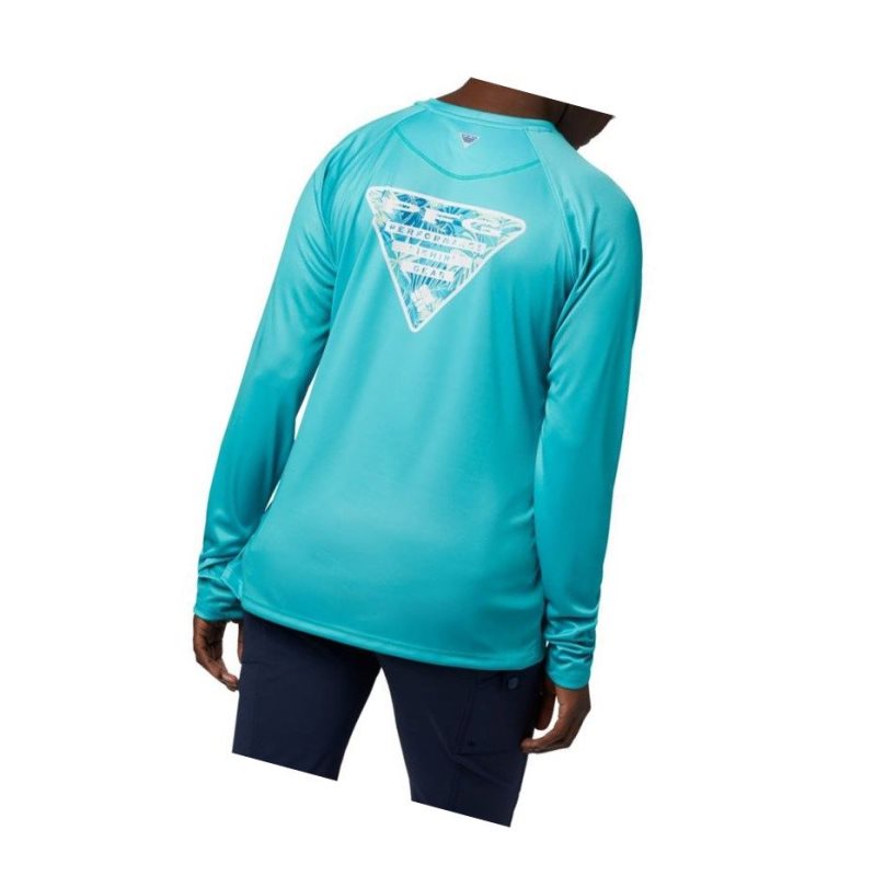 Columbia Tidal PFG Printed Triangle Long Sleeve Sweatshirt Kadın Mavi | 62875-QDTX