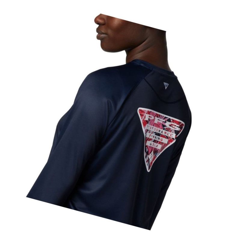 Columbia Tidal PFG Printed Triangle Long Sleeve Sweatshirt Kadın Lacivert | 43089-FBVD