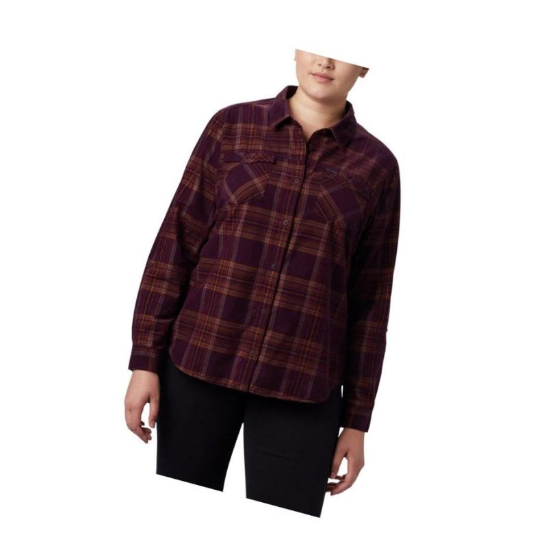 Columbia Times Two Corduroy Long Sleeve Plus Size Gömlek Kadın Siyah Pembe | 64918-HGNF