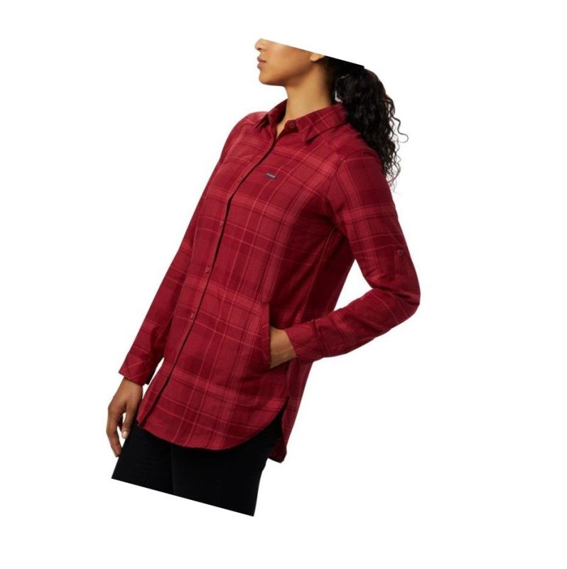 Columbia Times Two Long Sleeve Tunic Gömlek Kadın Kırmızı | 52043-RUBZ
