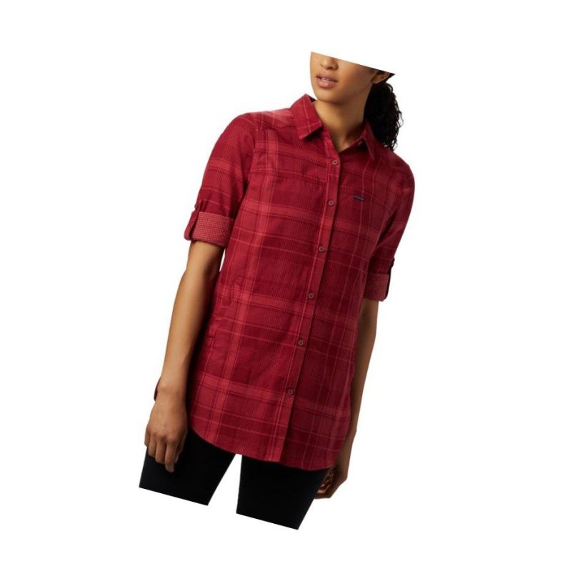Columbia Times Two Long Sleeve Tunic Gömlek Kadın Kırmızı | 52043-RUBZ