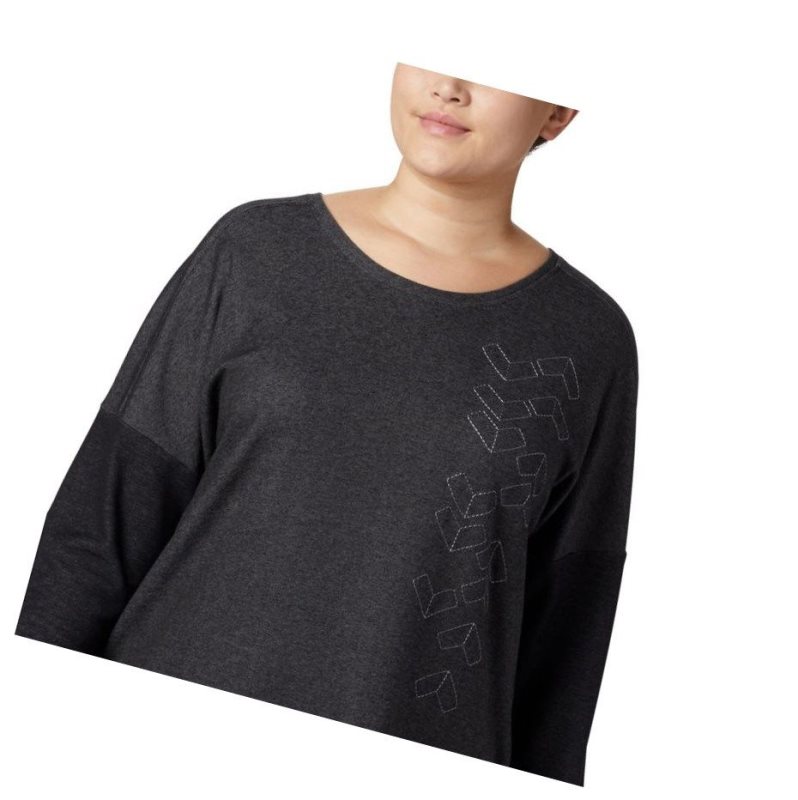 Columbia Times Two Novelty Knit Long Sleeve Plus Size Sweatshirt Kadın Siyah | 83649-KGYF