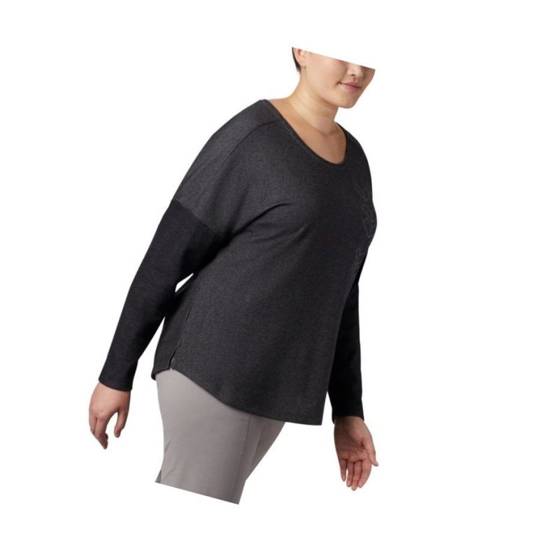Columbia Times Two Novelty Knit Long Sleeve Plus Size Sweatshirt Kadın Siyah | 83649-KGYF