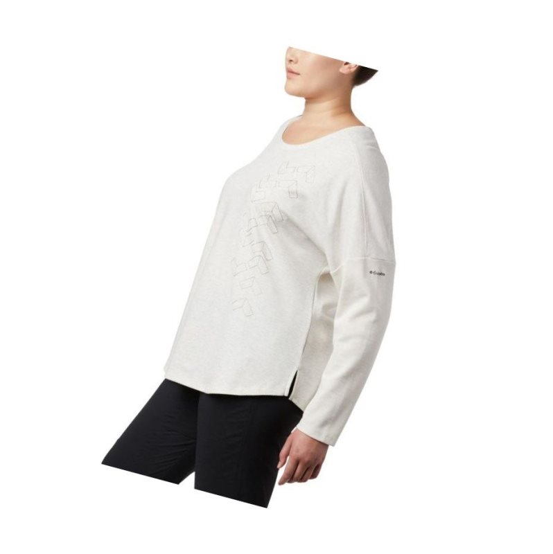 Columbia Times Two Novelty Knit Long Sleeve Plus Size Sweatshirt Kadın Krema | 68493-CNMJ