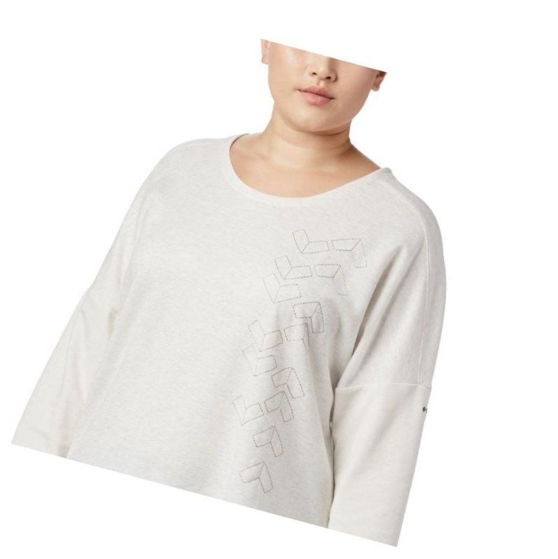 Columbia Times Two Novelty Knit Long Sleeve Plus Size Sweatshirt Kadın Krema | 68493-CNMJ