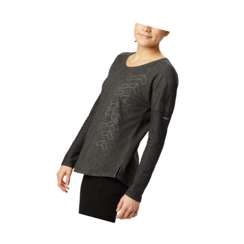Columbia Times Two Novelty Knit Long Sleeve Sweatshirt Kadın Siyah | 57348-YMHF