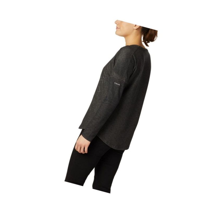 Columbia Times Two Novelty Knit Long Sleeve Sweatshirt Kadın Siyah | 57348-YMHF