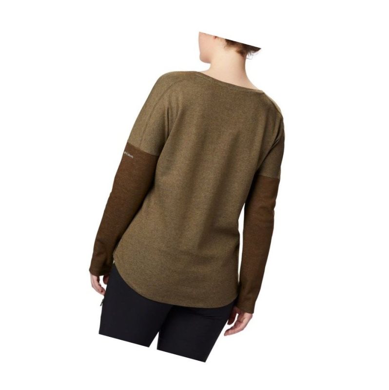 Columbia Times Two Novelty Knit Long Sleeve Sweatshirt Kadın Zeytin Yeşili | 53046-BNGA