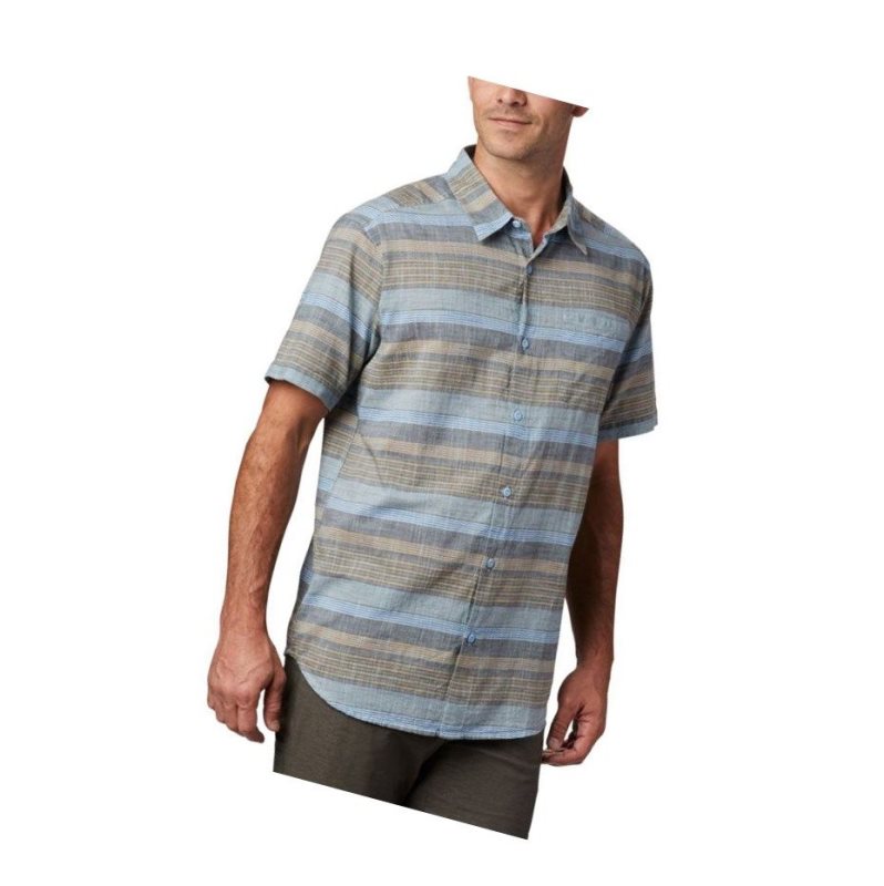Columbia Under Exposure Yarn-Dye Short Sleeve Gömlek Erkek Mavi | 48120-TSLO