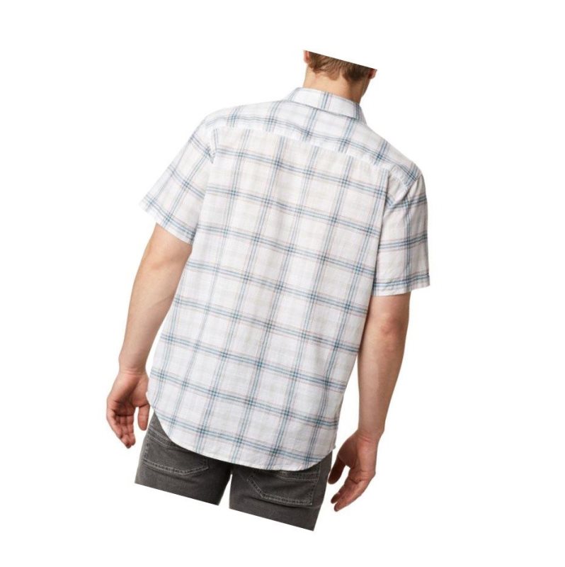Columbia Under Exposure Yarn-Dye Short Sleeve Gömlek Erkek Beyaz Kahverengi | 93504-LWCT