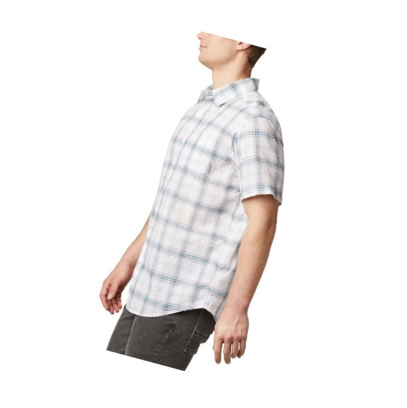 Columbia Under Exposure Yarn-Dye Short Sleeve Gömlek Erkek Beyaz Kahverengi | 93504-LWCT
