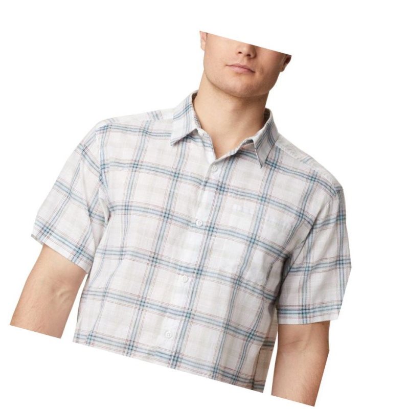Columbia Under Exposure Yarn-Dye Short Sleeve Gömlek Erkek Beyaz Kahverengi | 93504-LWCT