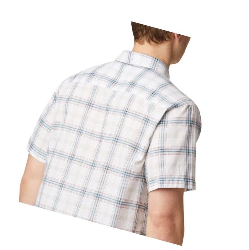 Columbia Under Exposure Yarn-Dye Short Sleeve Gömlek Erkek Beyaz Kahverengi | 93504-LWCT