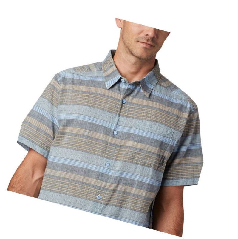 Columbia Under Exposure Yarn Dye Short Sleeve Tall Gömlek Erkek Mavi | 96301-SRQT