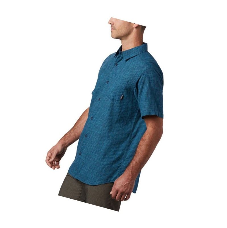 Columbia Under Exposure Yarn Dye Short Sleeve Tall Gömlek Erkek Lacivert | 17450-BKSJ