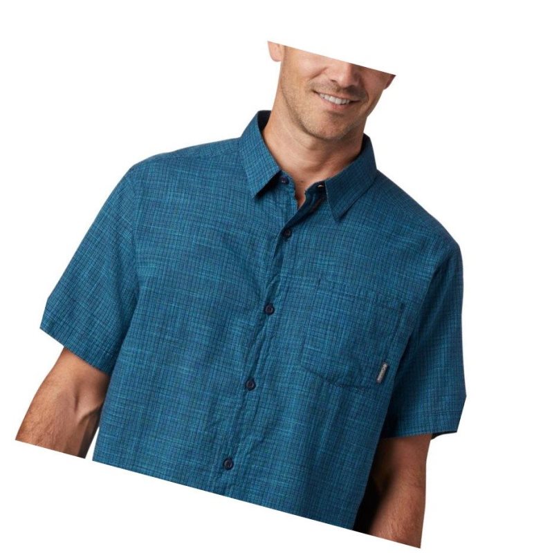 Columbia Under Exposure Yarn Dye Short Sleeve Tall Gömlek Erkek Lacivert | 17450-BKSJ